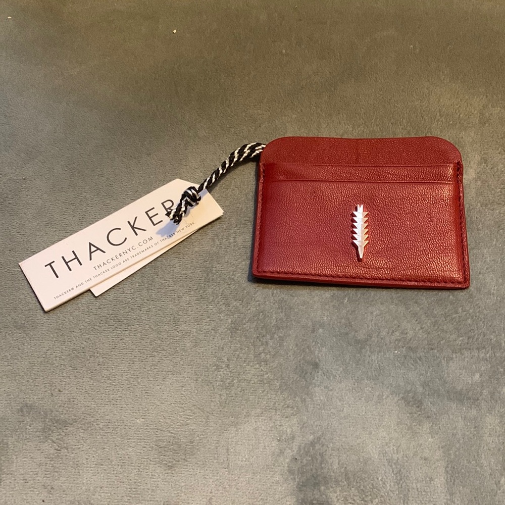 Thacker dark red leather card holder